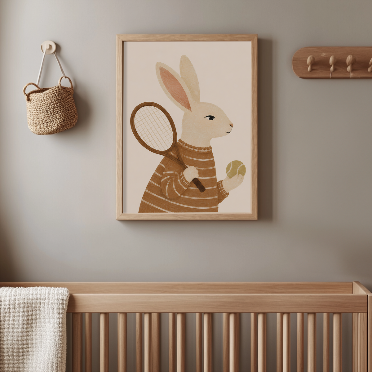 Bunny Tennis Wall Art Poster