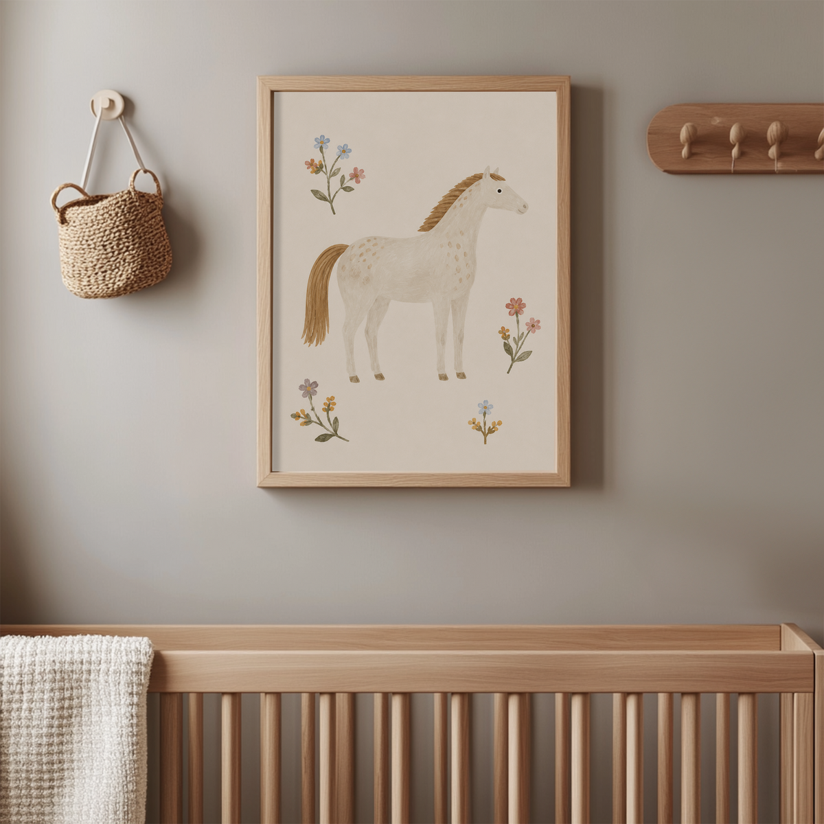 Floral Horse Wall Art Poster