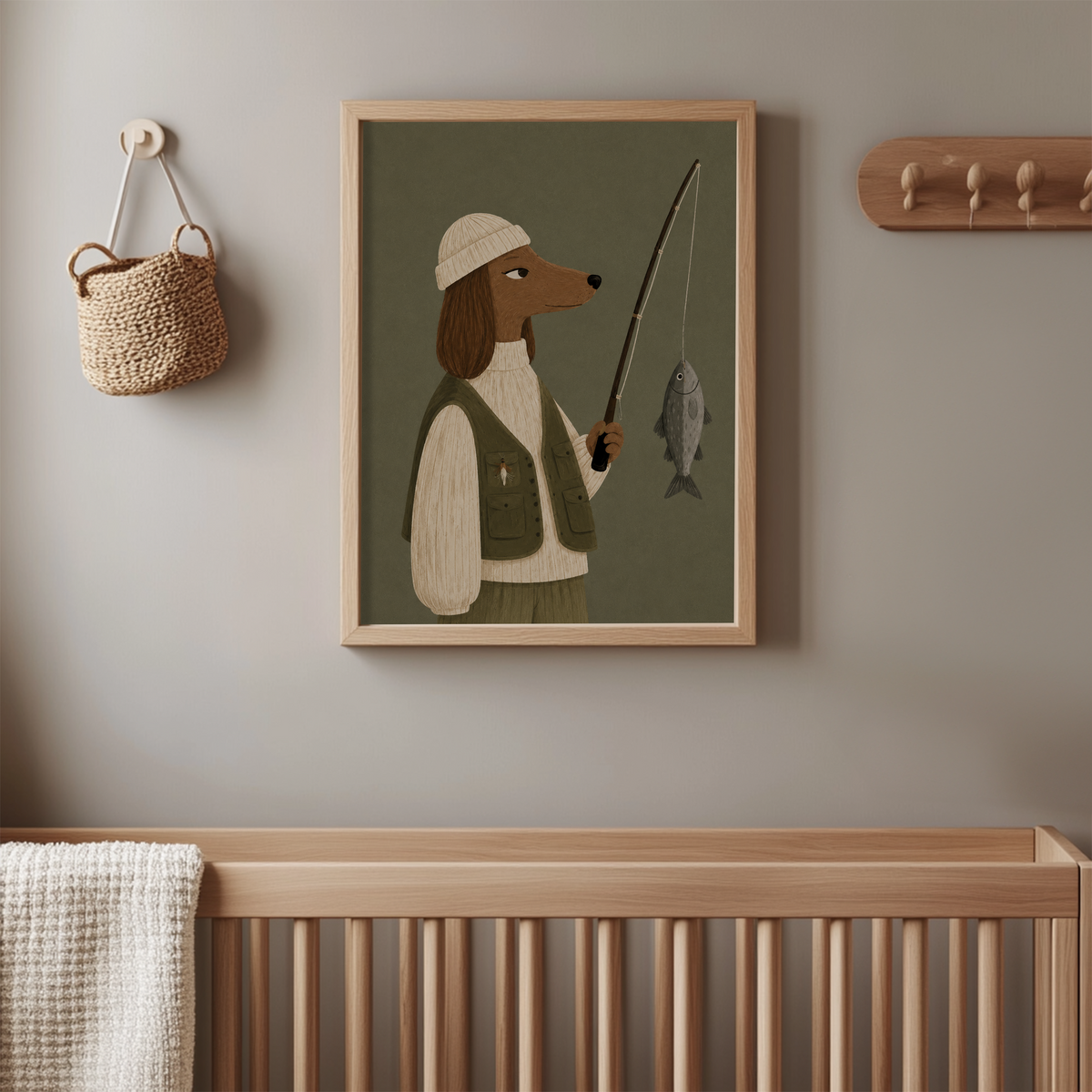 Fishing Dachshund Wall Art Poster