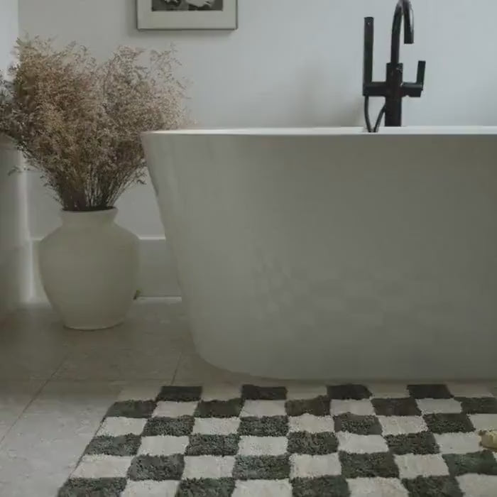 Load video: The Forest Check Bath Mat