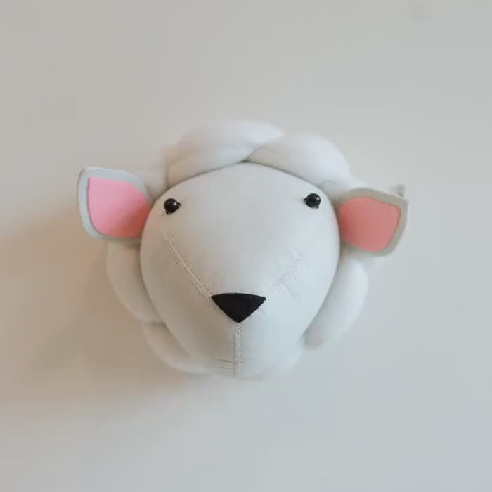 Load video: Lolly the Lamb – Felt Animal Wall Mount